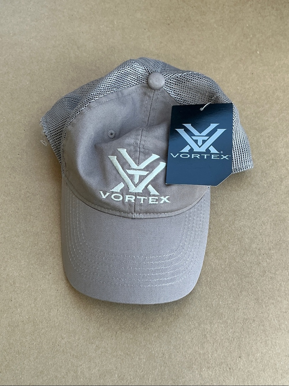 Men's Taupe Mesh Trucker Hat by vortex